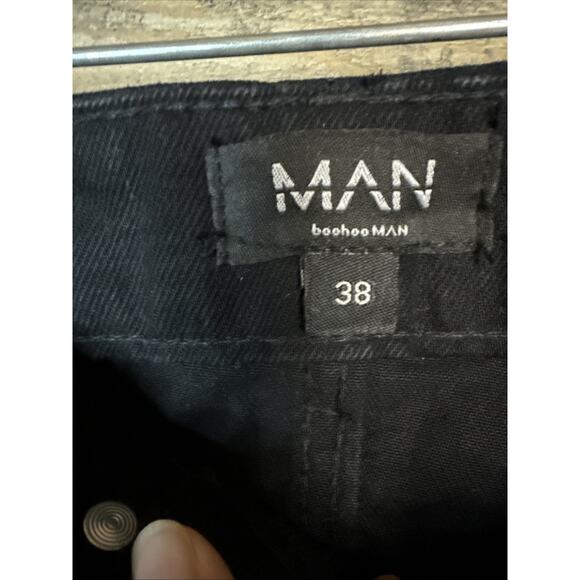 BoohooMan Tall Slim Rigid Jeans, Black, Size 38 - Picture 3 of 4